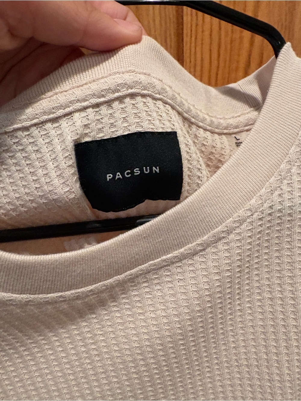 PacSun Men’s Waffle Crewneck Sweater in Cream
